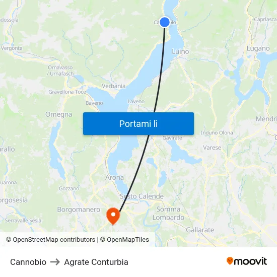 Cannobio to Agrate Conturbia map