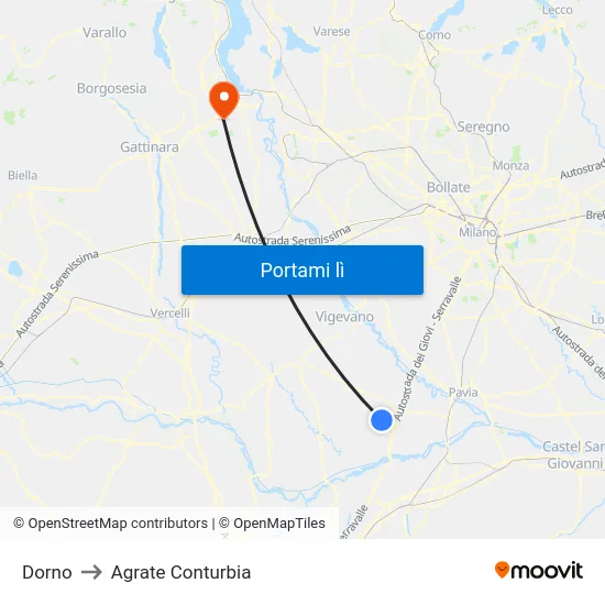 Dorno to Agrate Conturbia map
