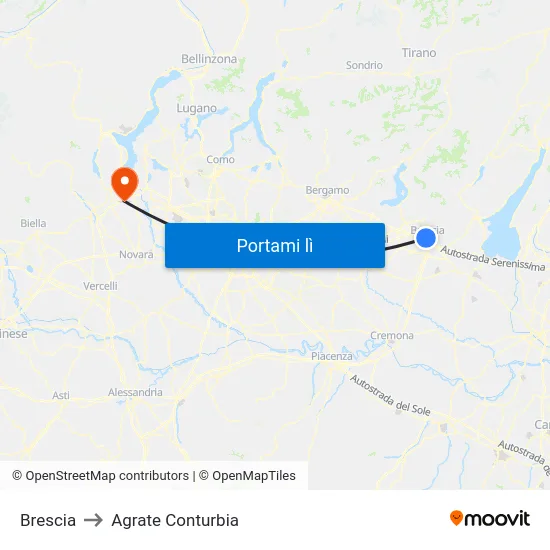 Brescia to Agrate Conturbia map