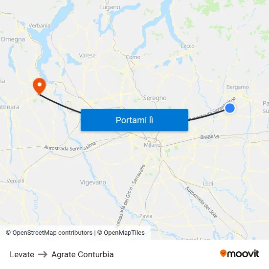 Levate to Agrate Conturbia map
