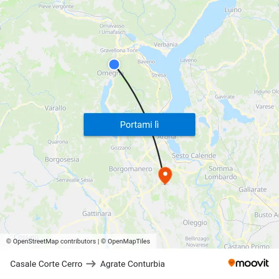 Casale Corte Cerro to Agrate Conturbia map