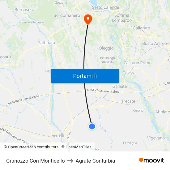 Granozzo Con Monticello to Agrate Conturbia map