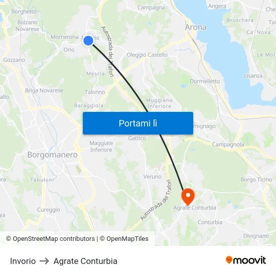 Invorio to Agrate Conturbia map