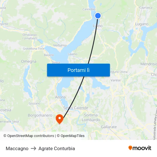 Maccagno to Agrate Conturbia map
