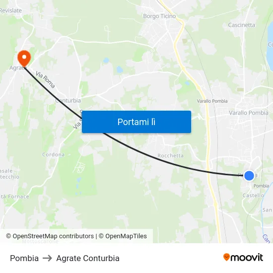 Pombia to Agrate Conturbia map