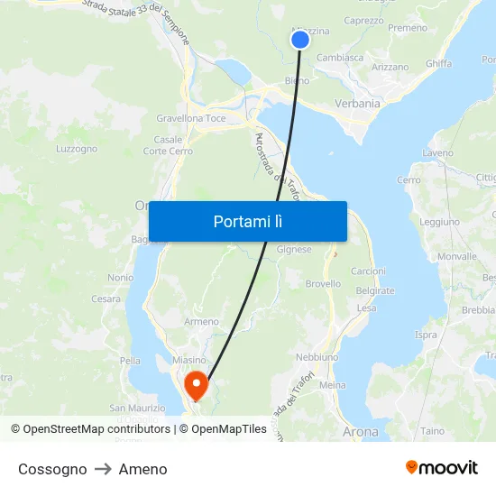 Cossogno to Ameno map