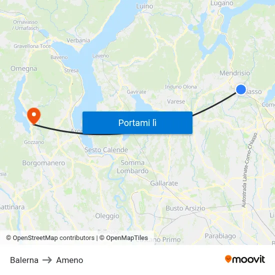 Balerna to Ameno map