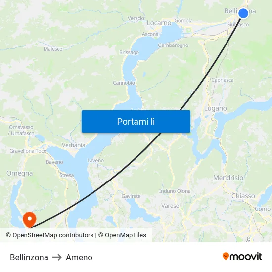 Bellinzona to Ameno map