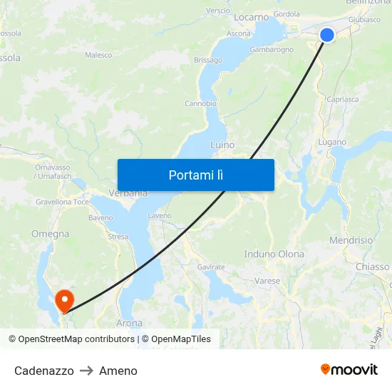 Cadenazzo to Ameno map