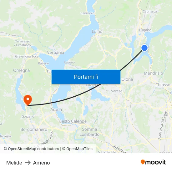 Melide to Ameno map