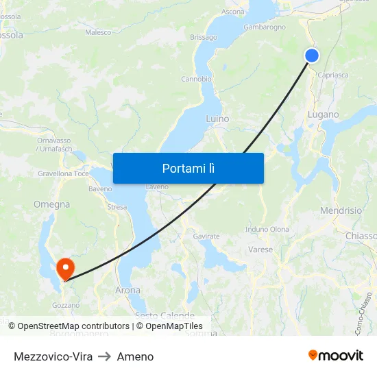 Mezzovico-Vira to Ameno map