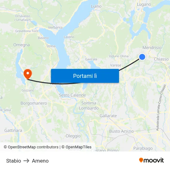 Stabio to Ameno map