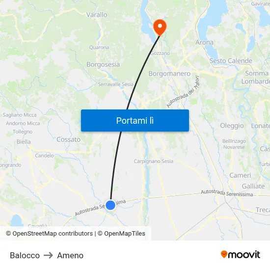 Balocco to Ameno map