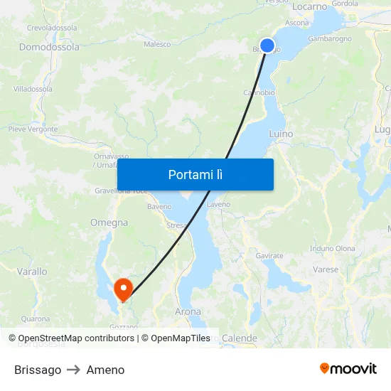 Brissago to Ameno map