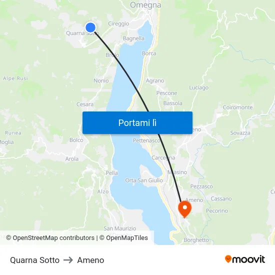 Quarna Sotto to Ameno map