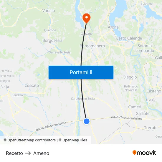 Recetto to Ameno map