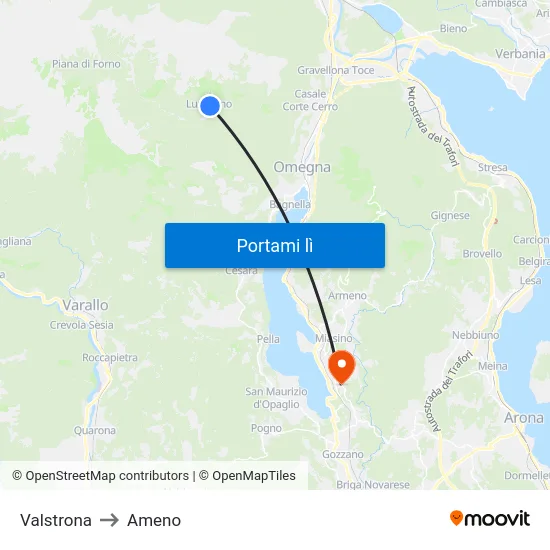 Valstrona to Ameno map