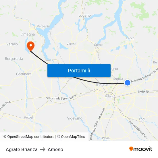 Agrate Brianza to Ameno map