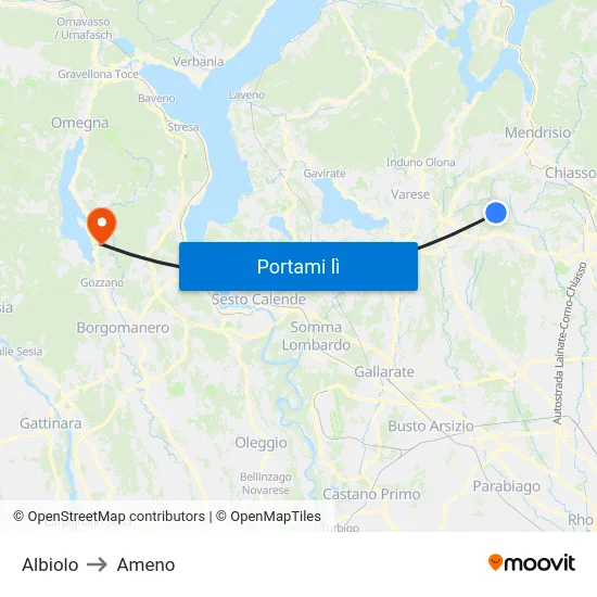 Albiolo to Ameno map