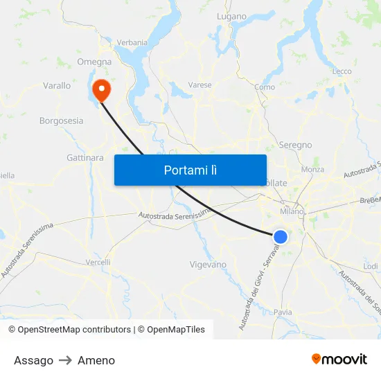 Assago to Ameno map