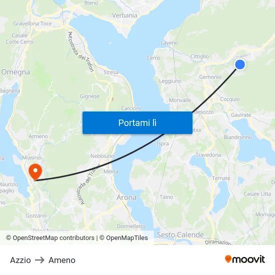 Azzio to Ameno map