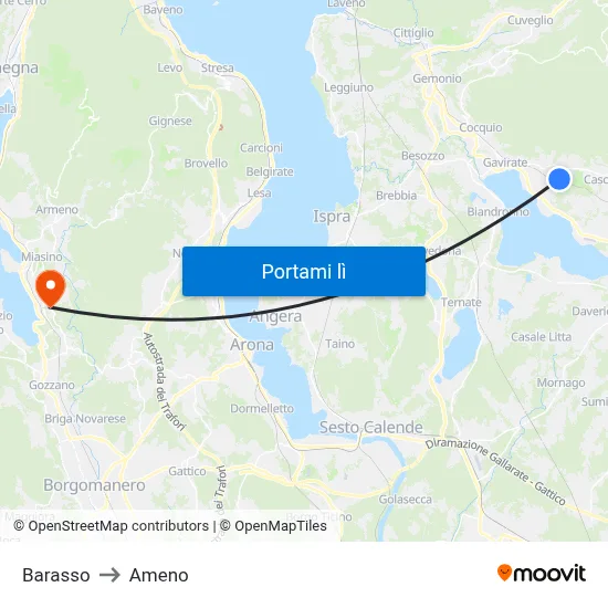 Barasso to Ameno map