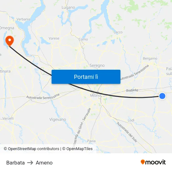 Barbata to Ameno map