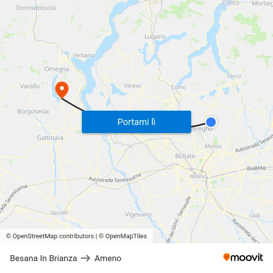 Besana In Brianza to Ameno map