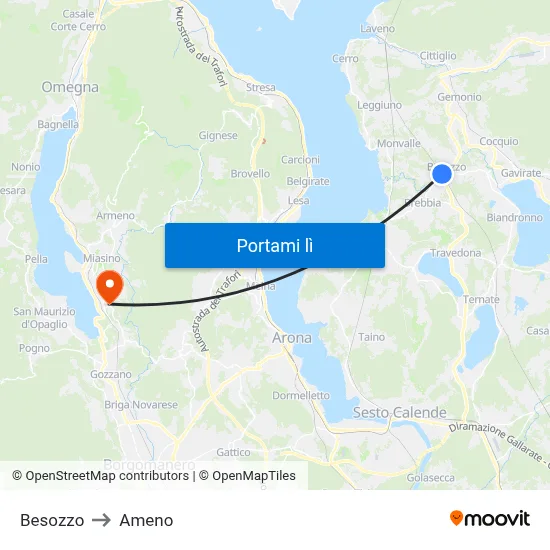 Besozzo to Ameno map