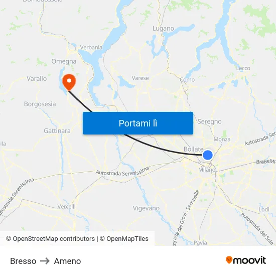 Bresso to Ameno map