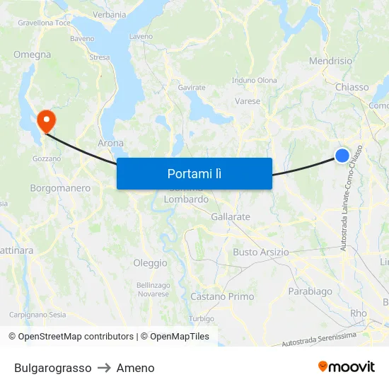 Bulgarograsso to Ameno map