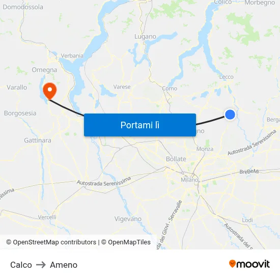 Calco to Ameno map