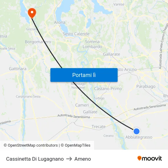Cassinetta Di Lugagnano to Ameno map