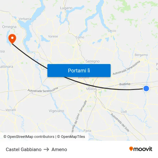 Castel Gabbiano to Ameno map