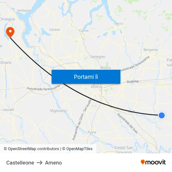 Castelleone to Ameno map