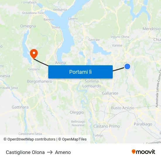 Castiglione Olona to Ameno map