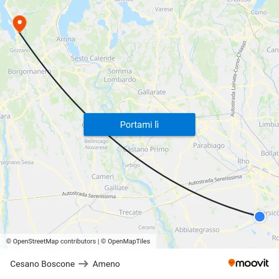 Cesano Boscone to Ameno map