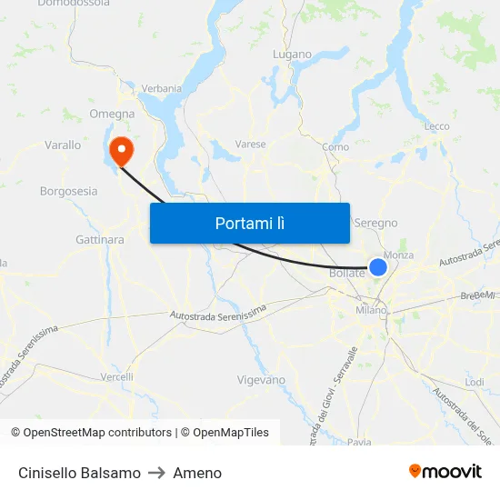 Cinisello Balsamo to Ameno map