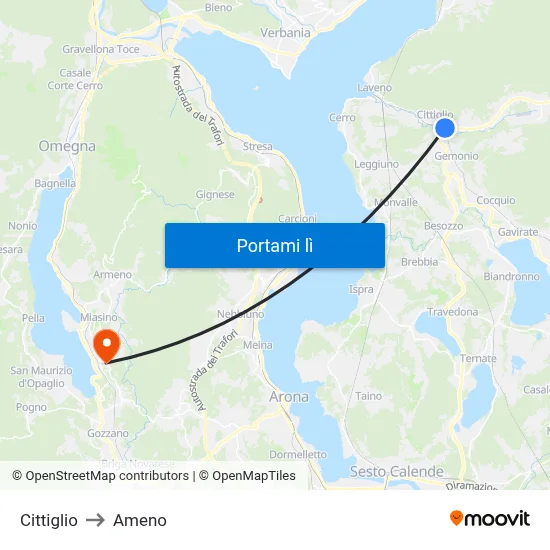 Cittiglio to Ameno map