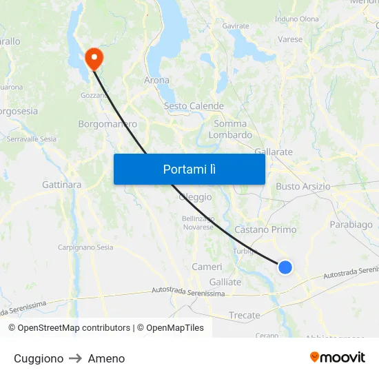 Cuggiono to Ameno map