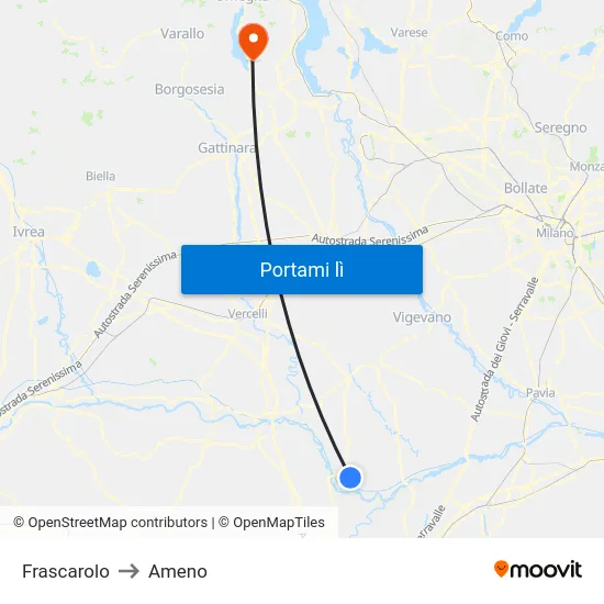 Frascarolo to Ameno map