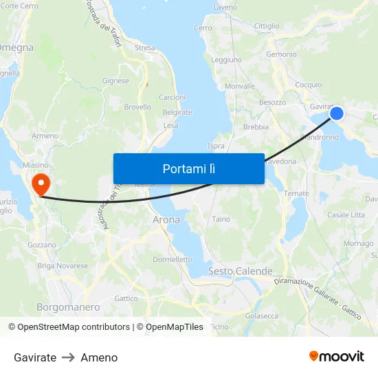 Gavirate to Ameno map