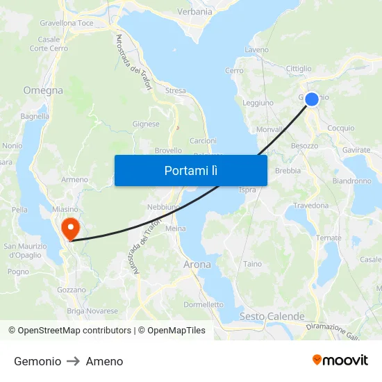 Gemonio to Ameno map
