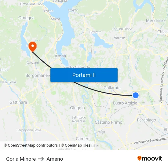 Gorla Minore to Ameno map