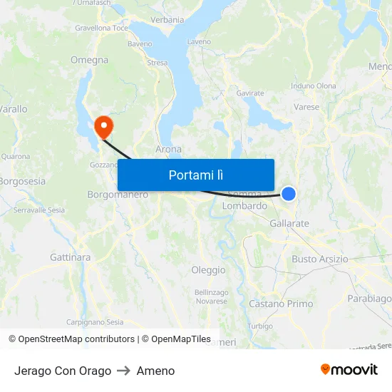 Jerago Con Orago to Ameno map