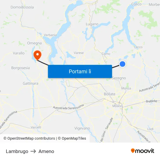 Lambrugo to Ameno map