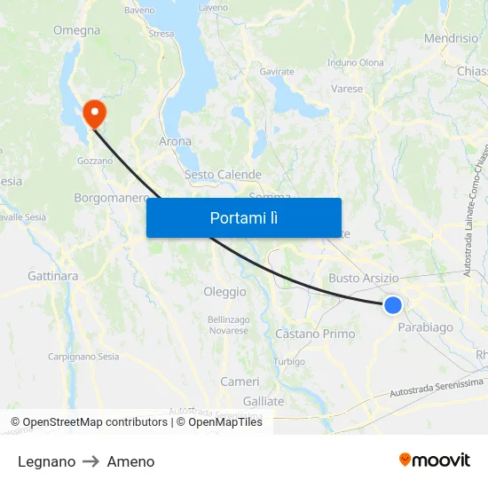 Legnano to Ameno map