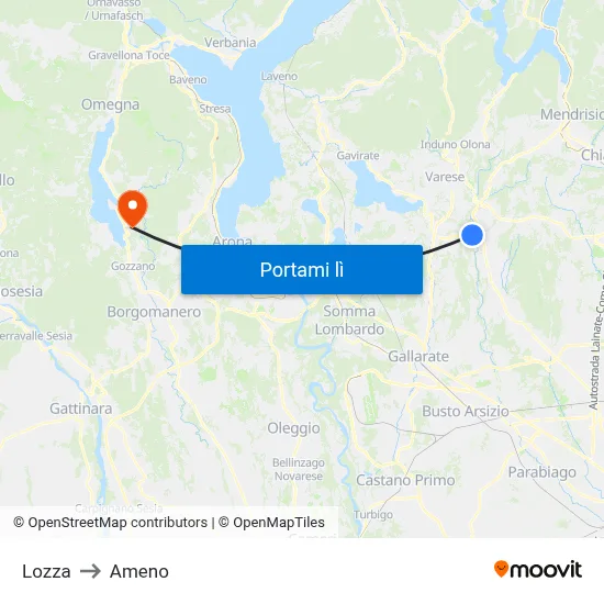 Lozza to Ameno map