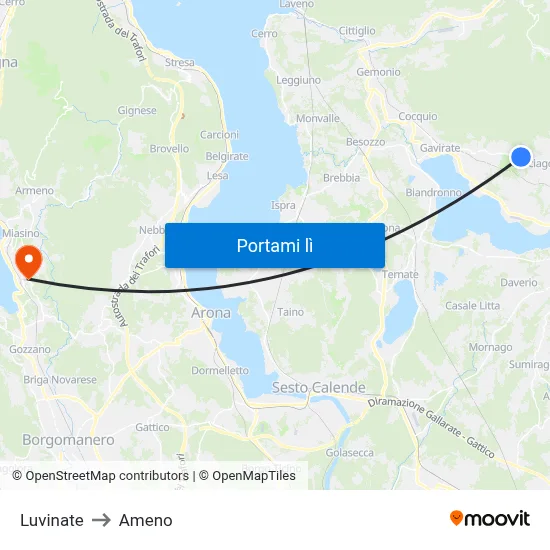 Luvinate to Ameno map