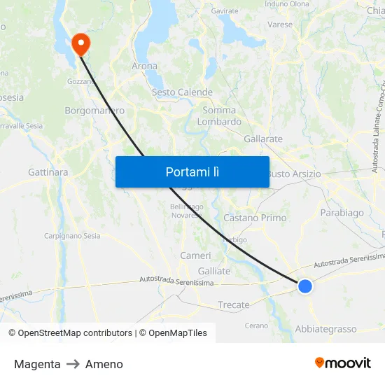 Magenta to Ameno map